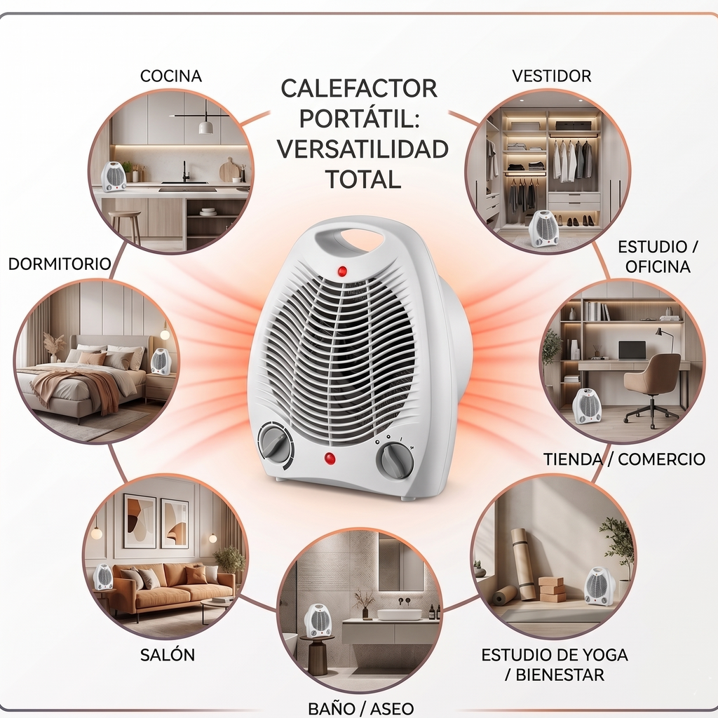 Calefactor Eléctrico de Bajo Consumo (Calor Instantáneo y Portátil)