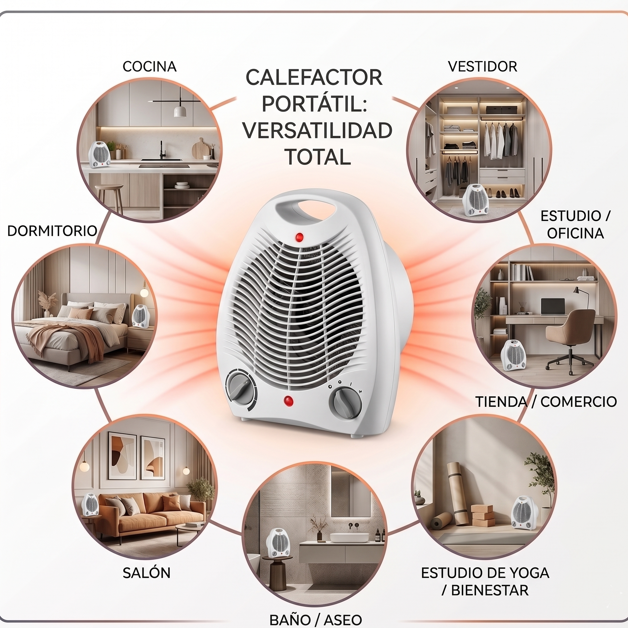 Calefactor Eléctrico de Bajo Consumo (Calor Instantáneo y Portátil)