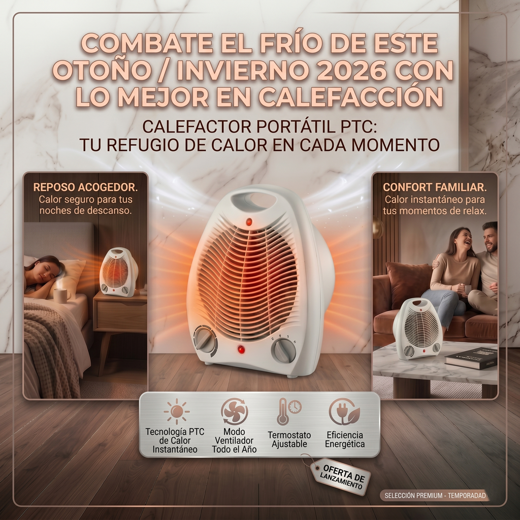 Calefactor Eléctrico de Bajo Consumo (Calor Instantáneo y Portátil)