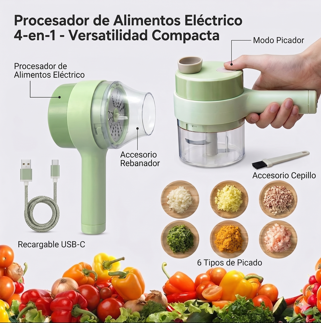Procesador de Alimentos Eléctrico 4 en 1